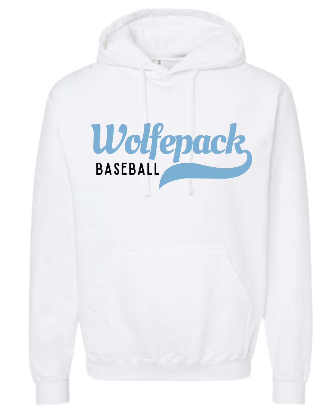 Wolfepack Hoodie- White with Carolina Blue Logo