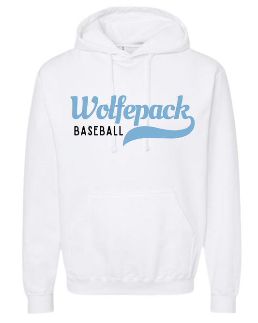Wolfepack Hoodie- White with Carolina Blue Logo